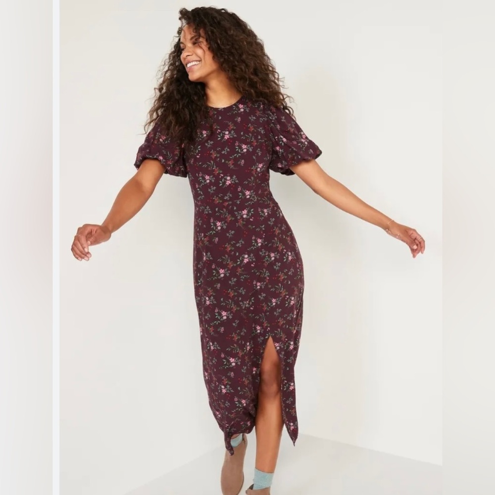 Puff Sleeve Floral Maxi Dress